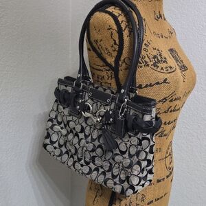 Coach Black and Gray Signature Satchel - Used Like New